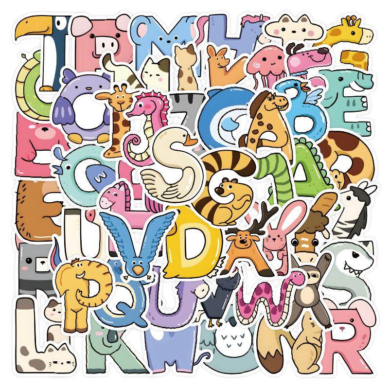 动物园元素风字母贴纸儿童早教