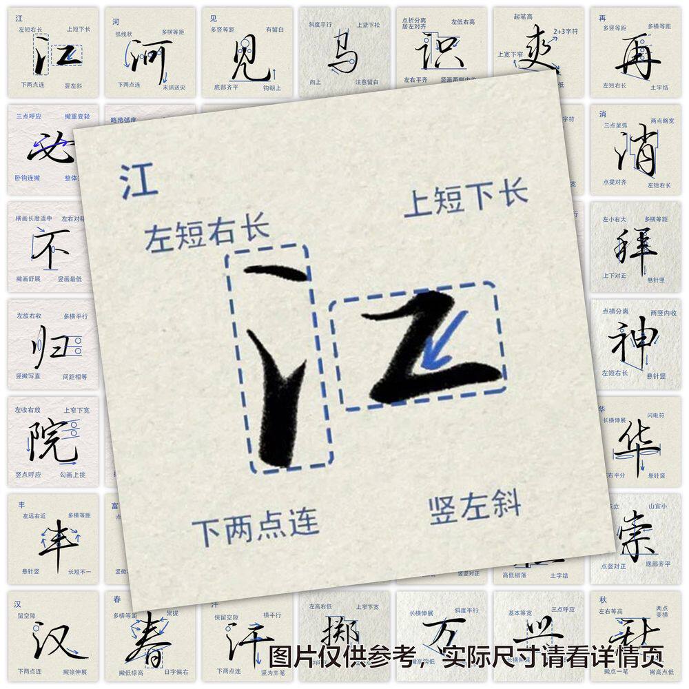 硬笔行楷结构解析规范字书法贴纸行书字根详解连笔符号防水贴画纸
