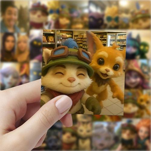 英雄联盟自拍贴纸游戏提莫金克斯AI可爱贴画diy手机壳笔本装饰图