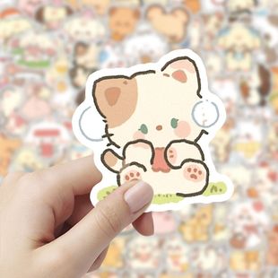 200贴卡通猫咪小狗动物可爱贴纸超萌电脑手账本手机壳diy装 饰贴画
