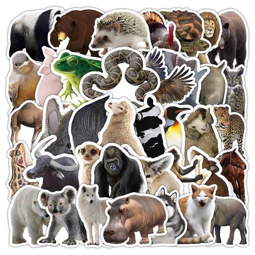 写实动物贴纸防水不重复装饰贴画