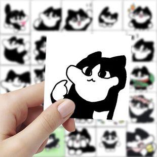 177张奶牛猫奶尼可爱表情包贴纸卡通趣味呆萌小猫手账diy素材贴画