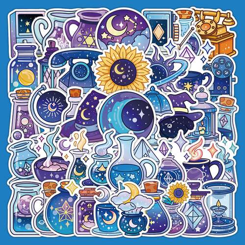 星空迷幻探索贴纸卡通自粘贴画