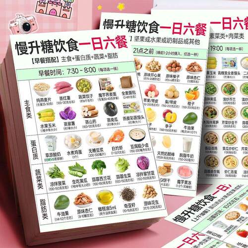 24张慢升糖饮食贴纸低糖饮食减脂菜谱简约方便手机桌面笔记本贴画