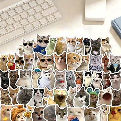 449张猫meme贴纸网络搞怪表情包抽象梗图防水儿童玩具diy装饰贴画
