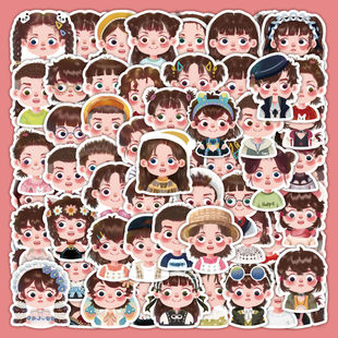 120张原创人物肖像Q版贴纸卡通可爱DIY手账涂鸦装饰手机贴画防水