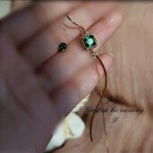 七月之晨 II.Metis 原创复古祖母绿流苏耳夹耳环包金气质