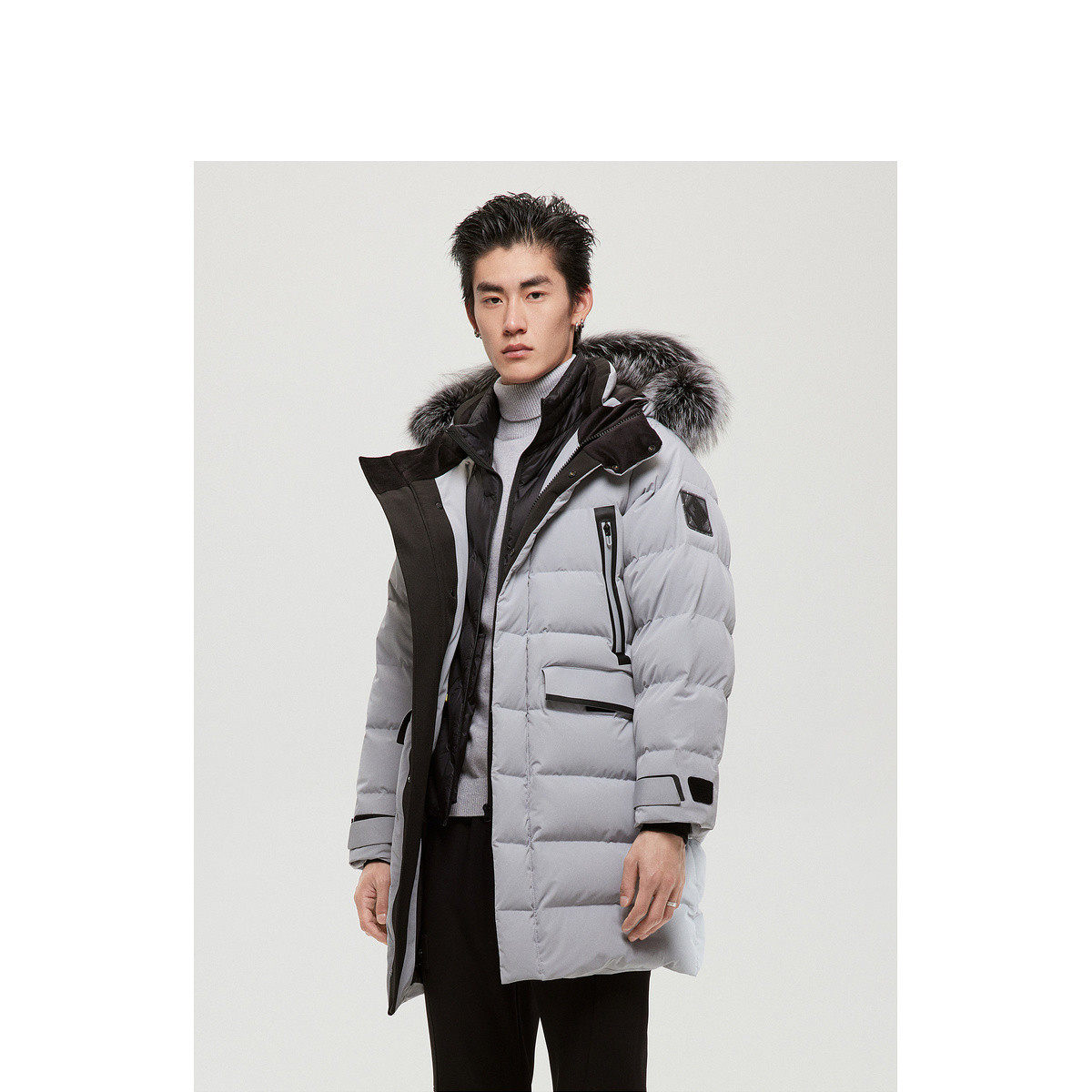 gxg 男装商场同款都市户外系列灰蓝色羽绒服冬季gd1111341k