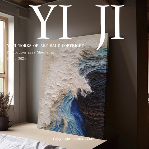 YJ.ART原创手绘《汐颂》简约现代书房客厅卧室抽象系艺术肌理挂画
