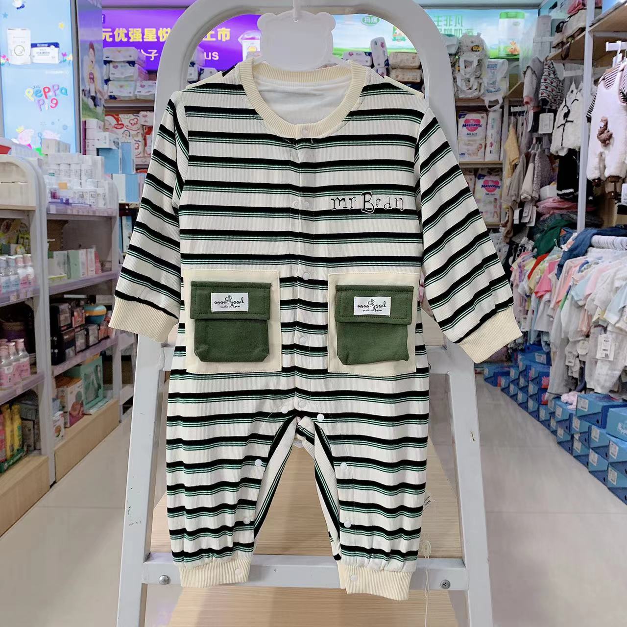 谷米熊男宝宝连体衣服双层爬服图片
