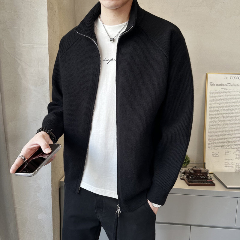 痞帅立领开衫毛衣男款秋冬季2026新款潮牌韩版修身拉链针织衫外套