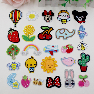 卡通布贴补丁贴花百搭裤 饰补洞小号图案diy刺绣背胶贴布 子衣服装