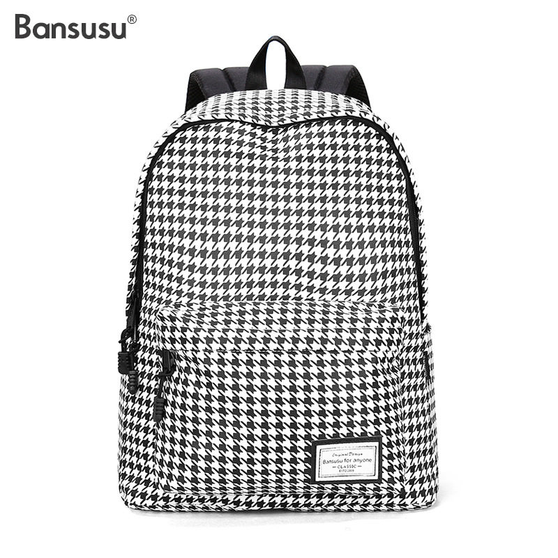 bansusu千格鸟双肩包女学生书包旅行包大容量女防泼水男印花图案