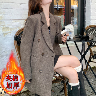 高级感小个子超好看大衣 外套女2025秋冬新款 法式 复古咖色毛呢西装