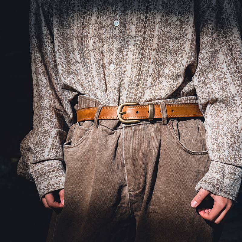真皮钢扣百搭休闲纯牛皮男女腰带