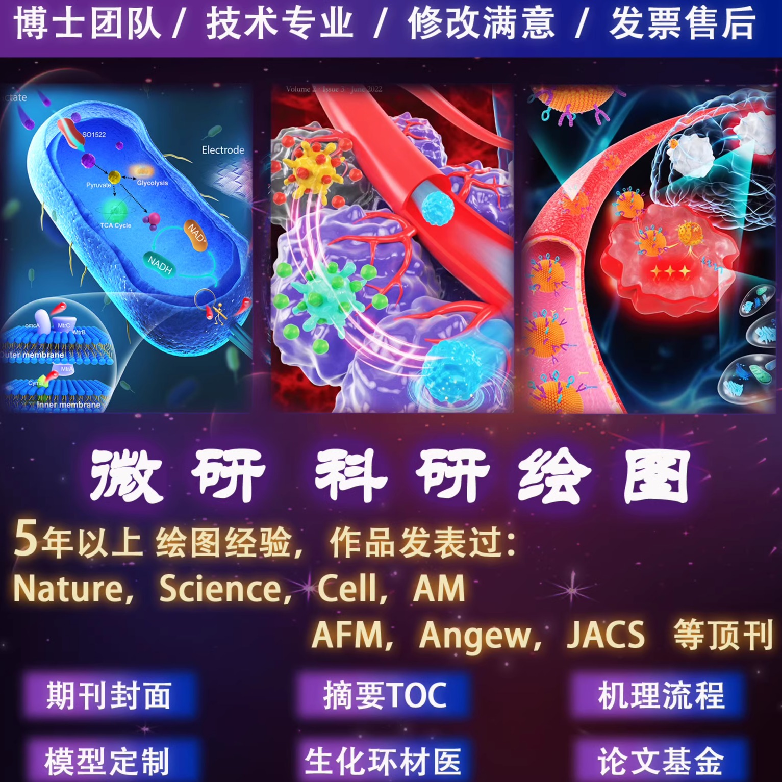 SCI科研绘图代画，期刊封面，封面图，模型图插图，摘要图TOC，机