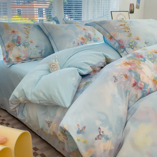 100%纯棉四件套全棉斜纹床上用品宿舍床单被套单件被罩三件套