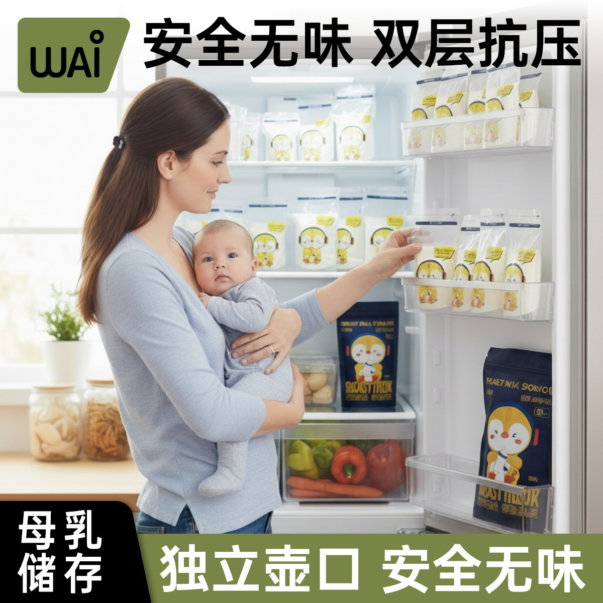 哇爱一次性母乳冷冻储奶袋图片