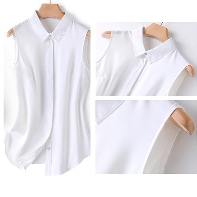 法式内搭神器无袖白色衬衫女