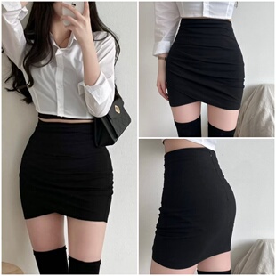 秋冬新款 半身裙短裙 弹力开衩包臀裙半身裙OL职业公主沐足前台工装