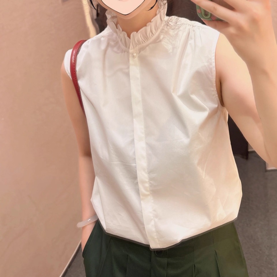 内搭叠穿白色衬衫女无袖