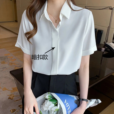 纯色短袖衬衫女士设计感小众上衣