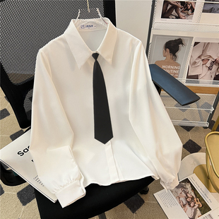 秋冬加厚日系JK白衬衫 寸 女学院风内搭叠穿加绒衬衣设计感小众长袖