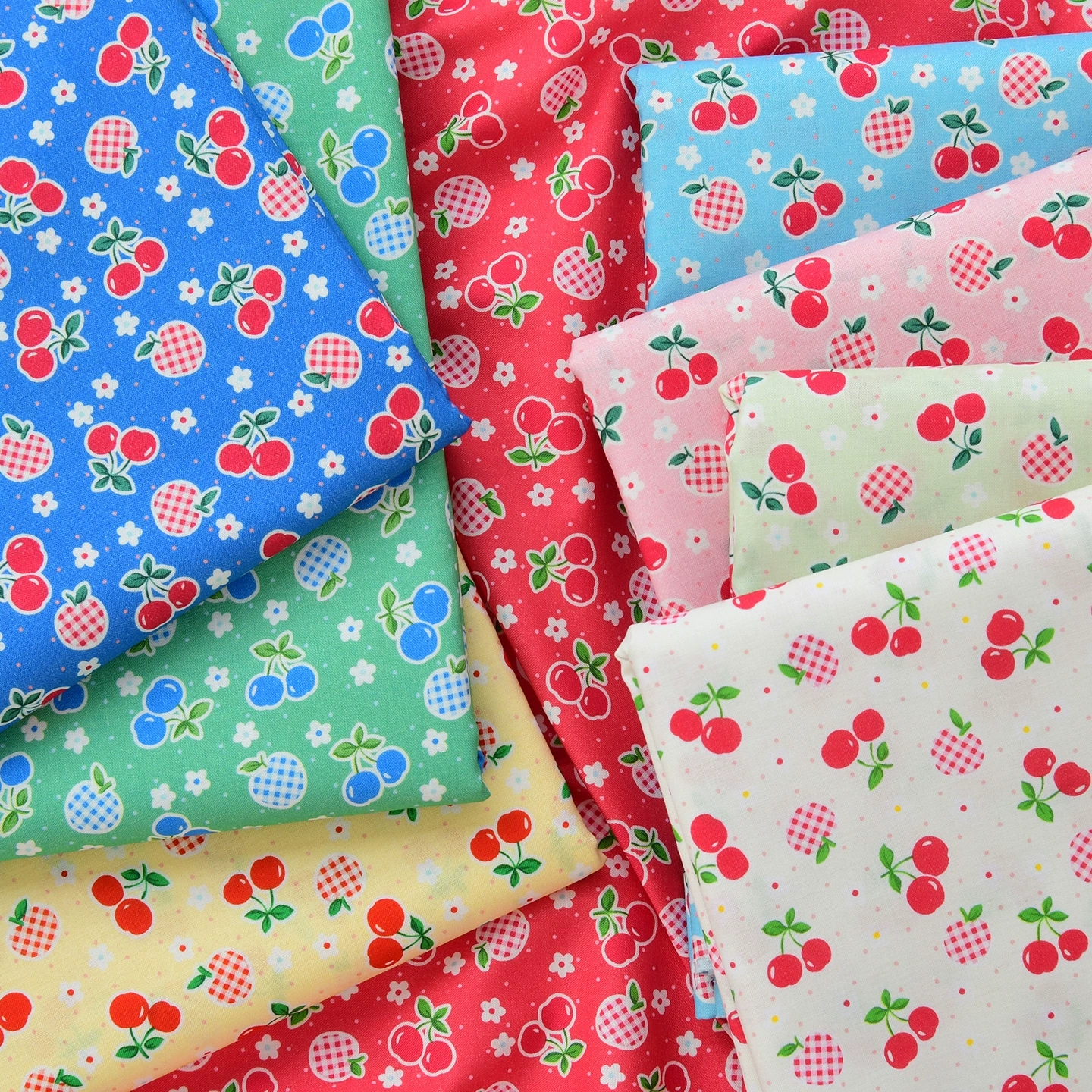 30支纯棉布料全棉面料印花手工DIY服装娃衣里布棉布碎花苹果樱桃