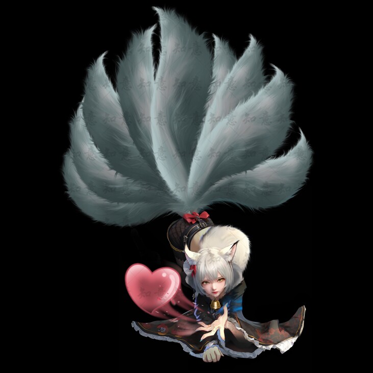 ps合成素材九尾狐尾巴及psd文件适用lol及荣耀cos角色等