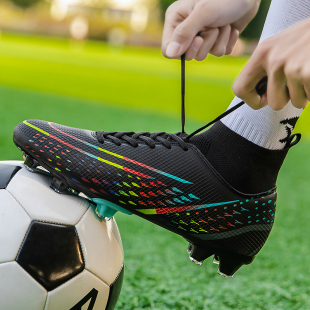 Adults Men's Soccer Cleats Shoes High-top Football Boots AG