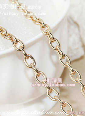 4mm/5mm/6mm浅金色细款O型链条diy手工可做钥匙挂包挂的配件 无扣