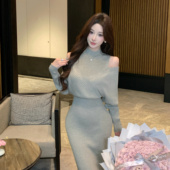 法式 小香风气质针织连衣裙女2025新款 设计感收腰显瘦假两件裙子冬