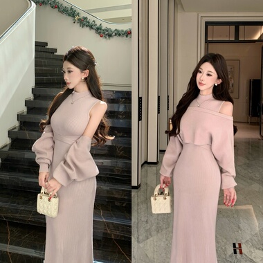 日系纯欲风4way系带罩衫+无袖背心针织连衣裙辣妹温柔气质两件套