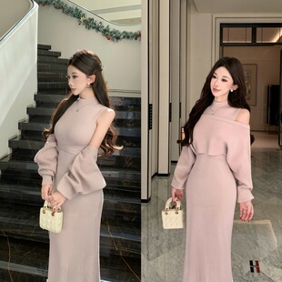 日系纯欲风4way系带罩衫 背心针织连衣裙辣妹温柔气质两件套 无袖