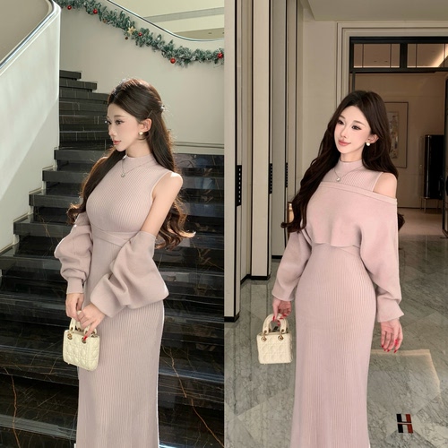 日系纯欲风4way系带罩衫+无袖背心针织连衣裙辣妹温柔气质两件套