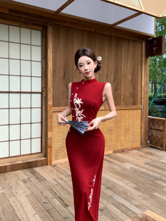 【红百合】新中式红色改良旗袍重工刺绣高级感国风连衣裙结婚敬酒