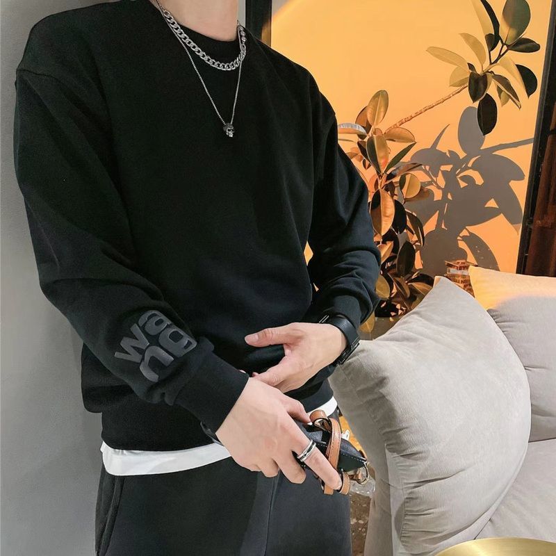 卫衣男春秋新款韩版圆领长袖t恤潮牌简约宽松套头运动休闲打底衫