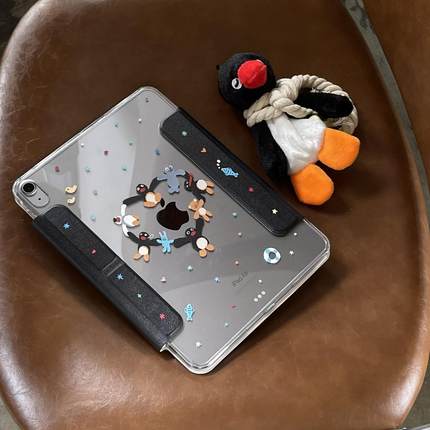 汪三岁原创「企鹅朋友」Y折磁吸拆分iPad平板保护壳亚克力防弯防磕碰Air7/Pro11寸/mini72025新款ipad壳