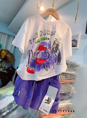 断码清货木瓜zhi男童纯棉短袖T恤韩版卡通印花宽松上衣93726