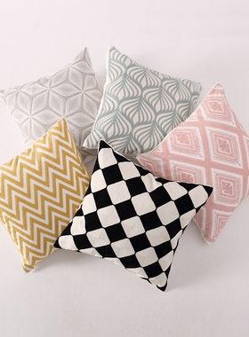 抱枕套刺绣花靠枕床头靠垫抱枕套办公室沙发汽车护腰枕靠背午睡枕