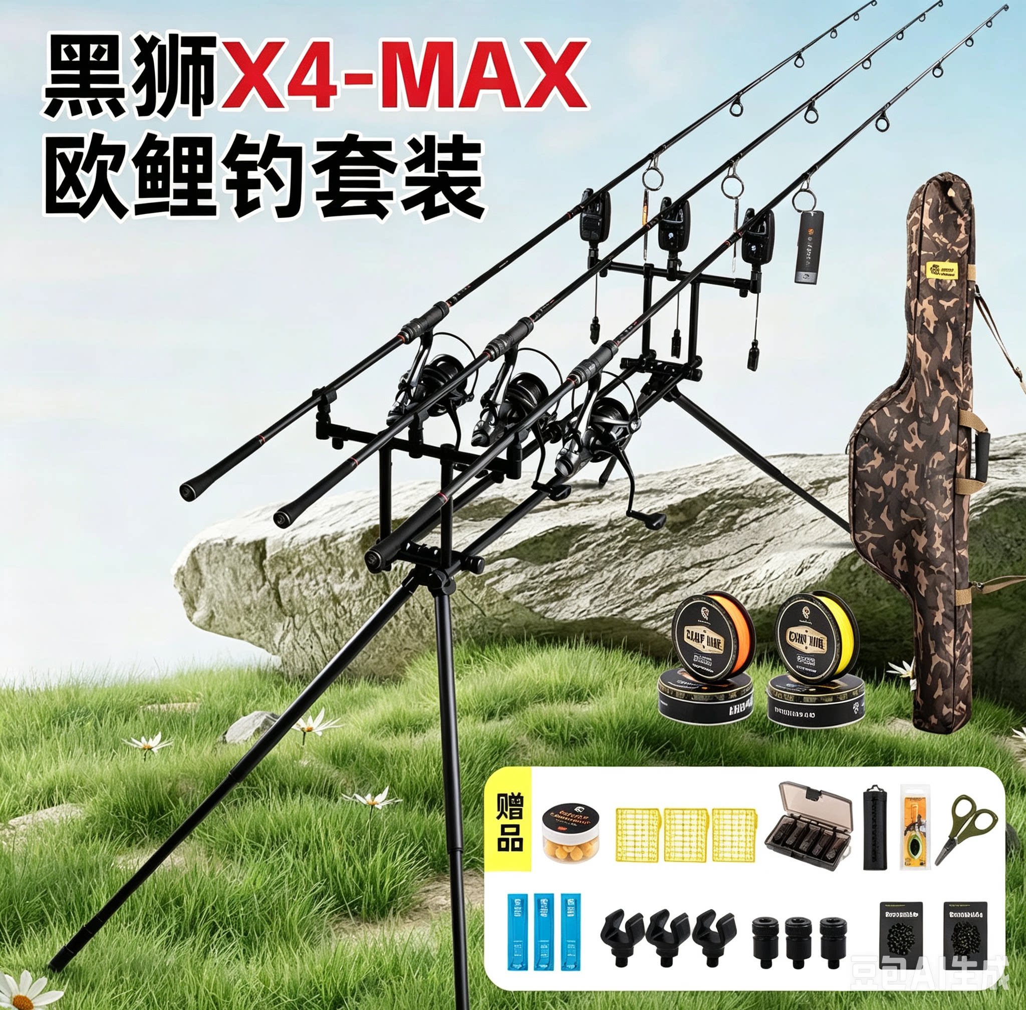 黑狮X4MAX套装专业套装欧式钓鱼竿品牌钓钓竿全套欧鲤钓竿套装