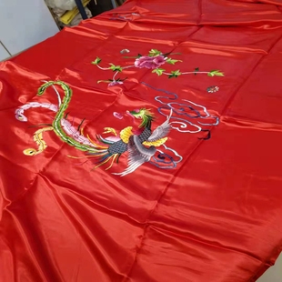 凤穿牡丹图真丝桑蚕丝被面凤凰纯手工绣花软缎全棉里中结婚庆被套