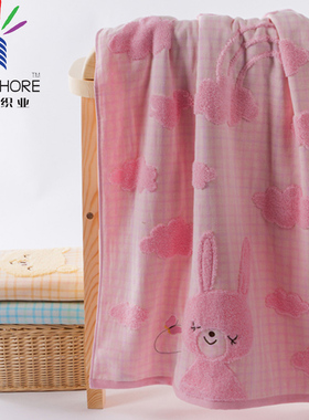 金号新生儿纯棉浴巾无捻提缎双层格子绣毯子柔软透气舒适G3572WH