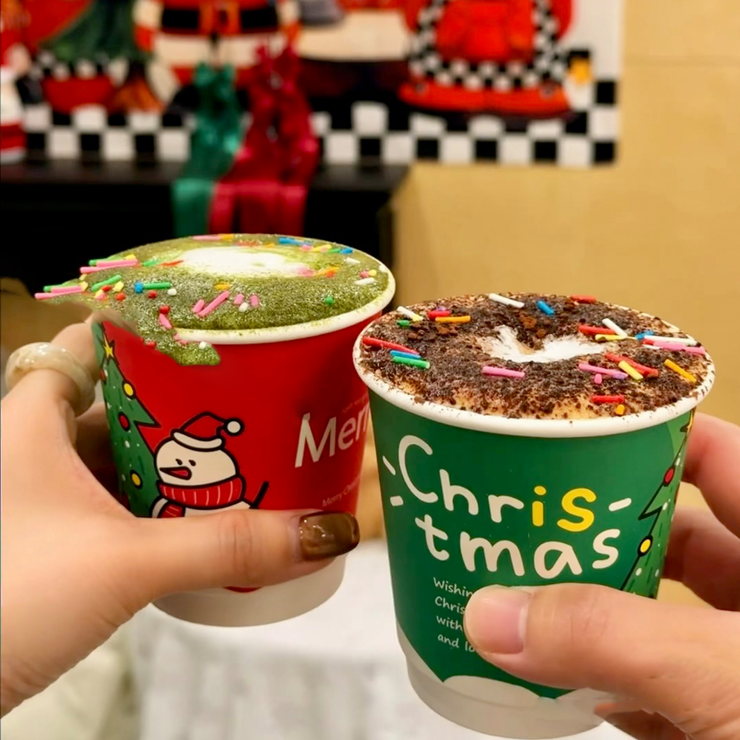 即弃圣诞纸杯咖啡杯一次性奶茶杯
