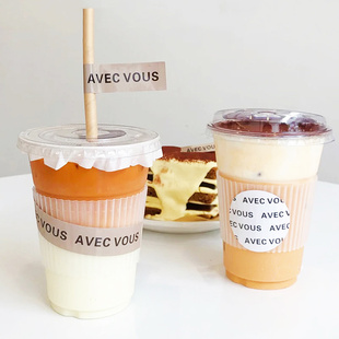 PET冷饮杯一次性密封防漏垫纸片咖啡纸杯注塑奶茶杯冷热饮品外卖