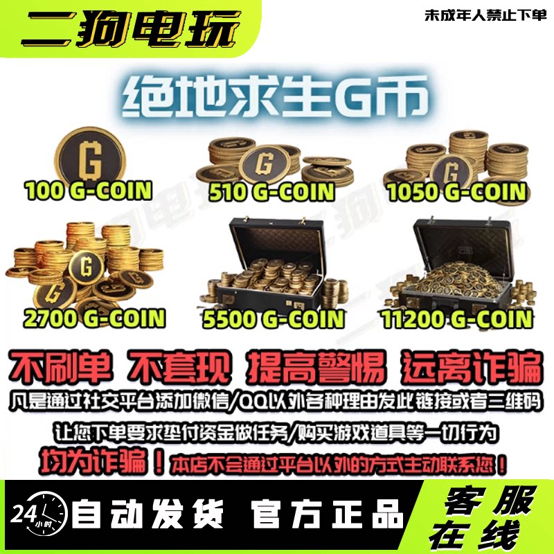 PUBGG币绝地求生G币金币吃鸡gb游戏币皮肤点卷官方充值兑换码CDK图片