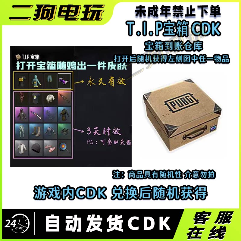 PUBG绝地求生TIP宝箱CDK滑雪镜滑雪帽兑换码激活码图片