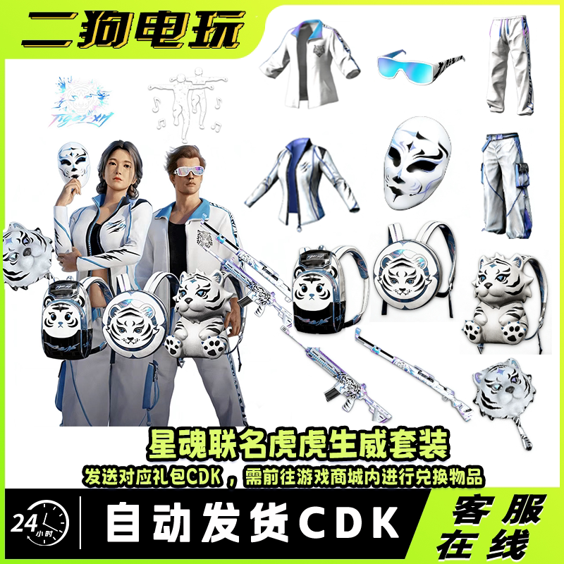 PUBG绝地求生星魂联名大礼包吃鸡白运动上衣裤子滑雪镜CDK兑换