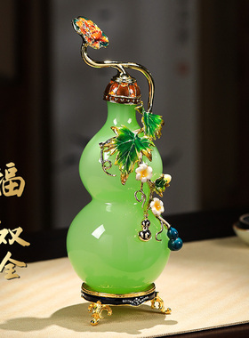 新中式珐琅彩葫芦福禄如意摆件客厅玄关酒柜装饰品乔迁新居礼品