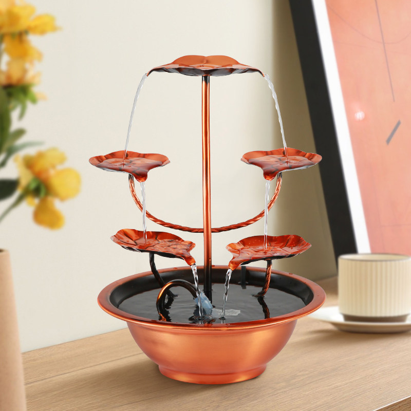 2025新品 纯铜流水喷泉摆件办公室客厅桌面中式招财风水轮装饰品